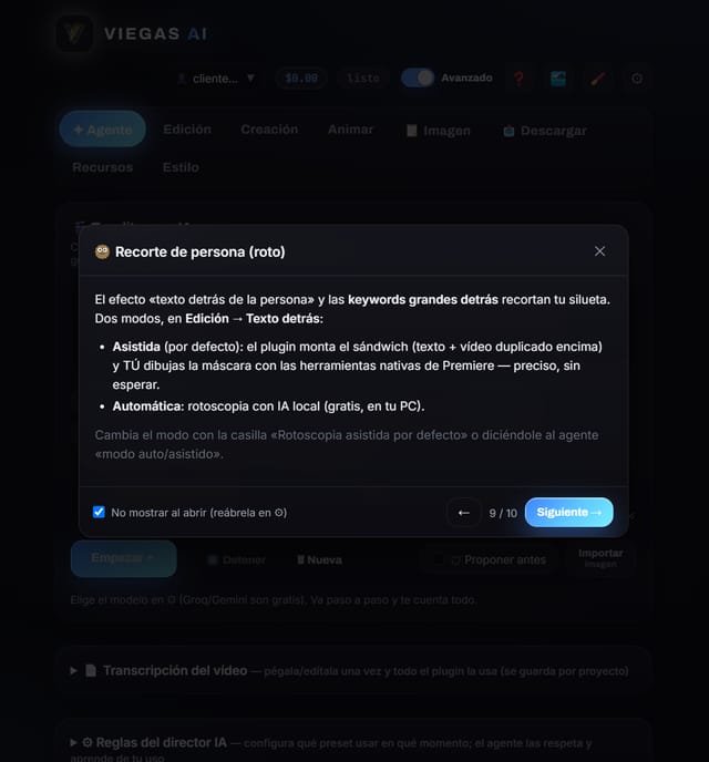 Texto detrás de ti — Viegas AI