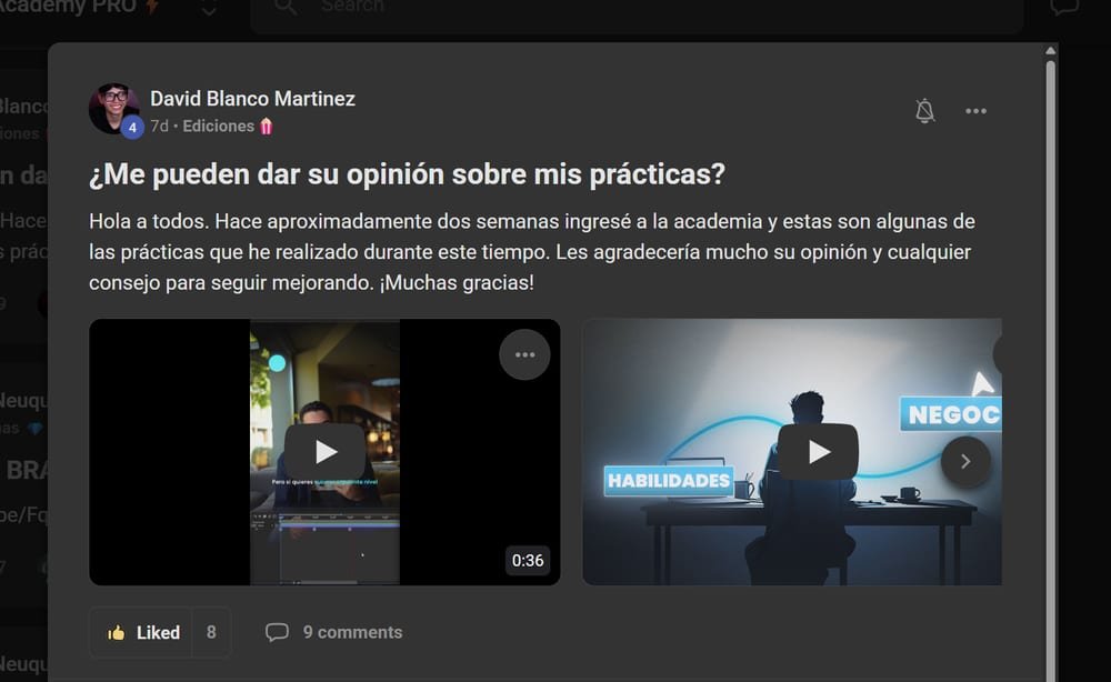 Post de David Blanco en la comunidad