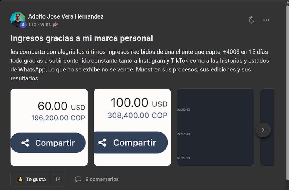 Publicación de Adolfo José Vera en la comunidad de Viegas Academy PRO