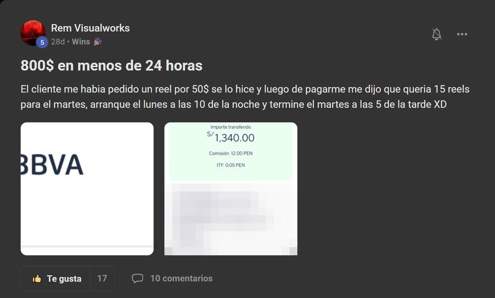 Publicación de Rem Visualworks en la comunidad de Viegas Academy PRO