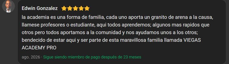 Reseña de un alumno de Viegas Academy PRO en Skool