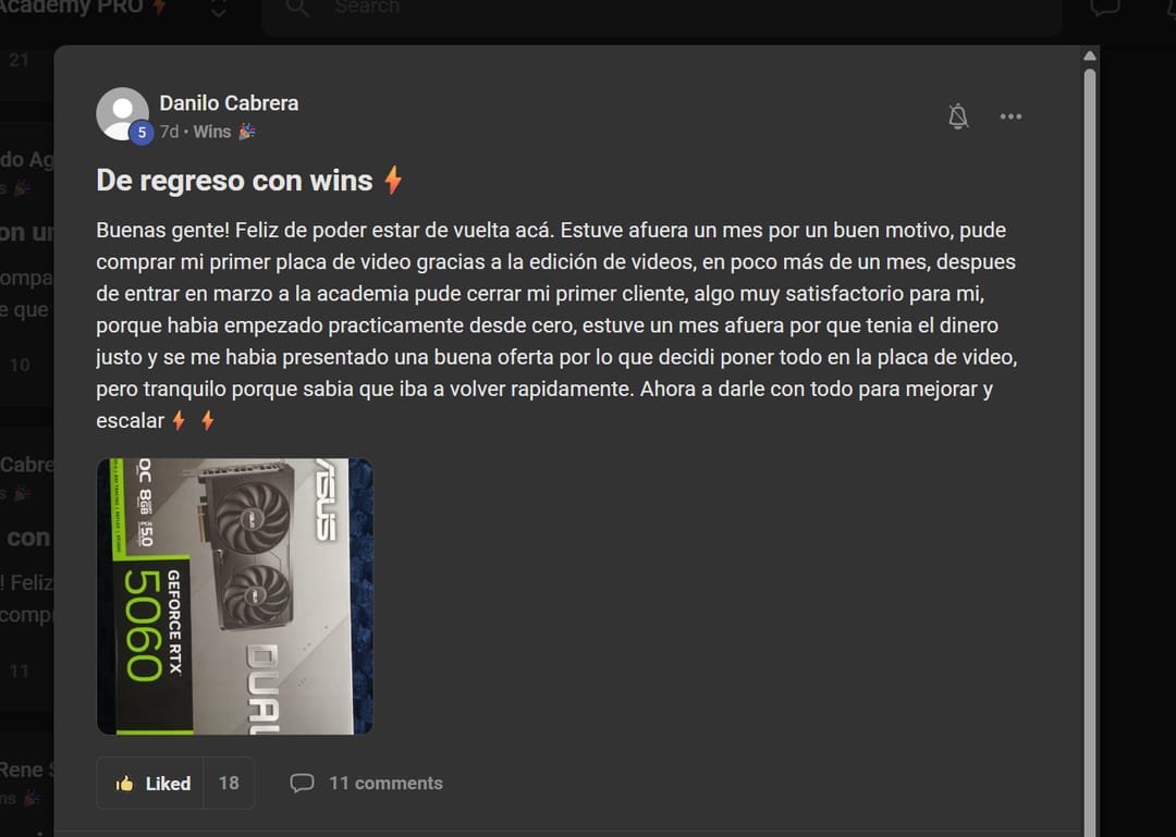 Captura real de la comunidad de Viegas Academy