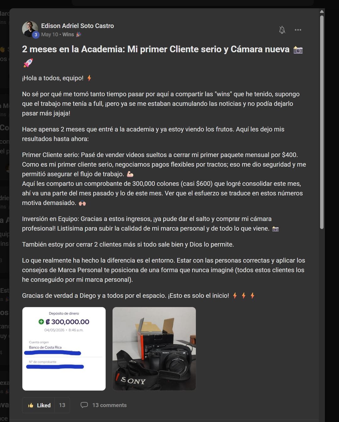 Captura real de la comunidad de Viegas Academy