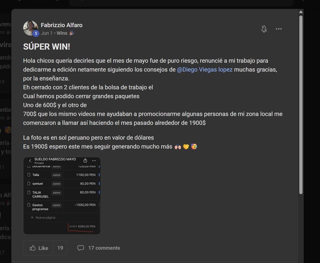 Captura real de la comunidad de Viegas Academy