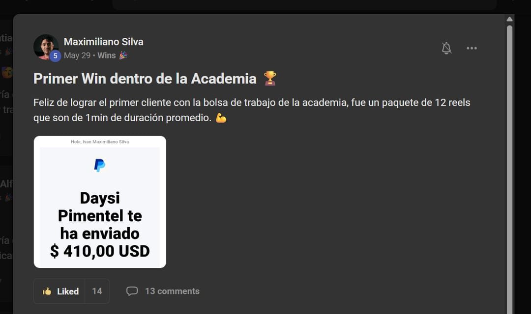 Captura real de la comunidad de Viegas Academy