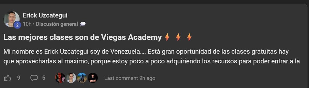 Win reciente en Viegas Academy PRO
